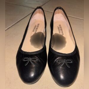 Nicky Hilton & French Sole Kathy Black Leather Ballet Flats
